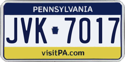 PA license plate JVK7017