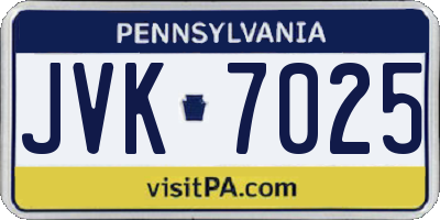 PA license plate JVK7025