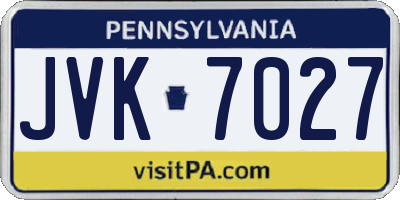 PA license plate JVK7027