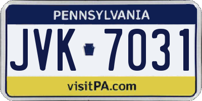 PA license plate JVK7031