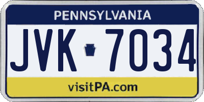 PA license plate JVK7034