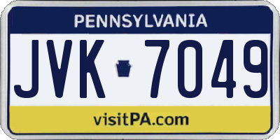 PA license plate JVK7049