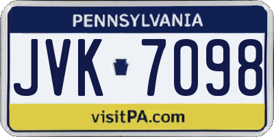 PA license plate JVK7098