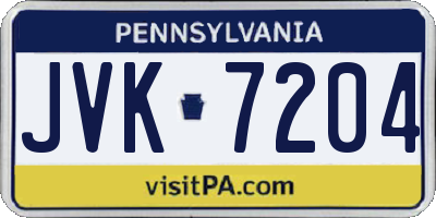 PA license plate JVK7204