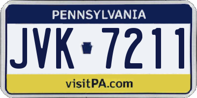 PA license plate JVK7211