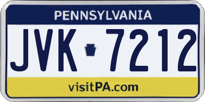 PA license plate JVK7212