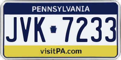 PA license plate JVK7233