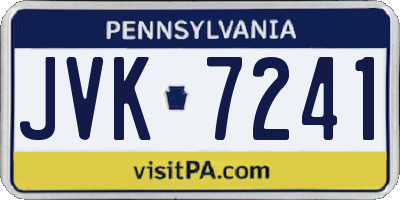 PA license plate JVK7241