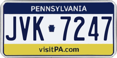PA license plate JVK7247