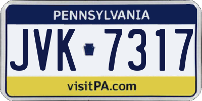 PA license plate JVK7317
