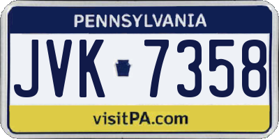 PA license plate JVK7358