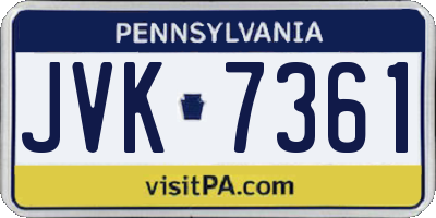 PA license plate JVK7361