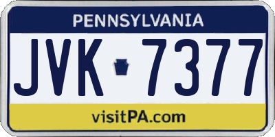 PA license plate JVK7377