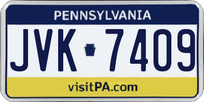 PA license plate JVK7409