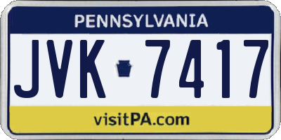 PA license plate JVK7417