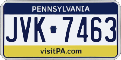 PA license plate JVK7463