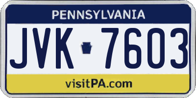 PA license plate JVK7603