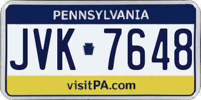 PA license plate JVK7648