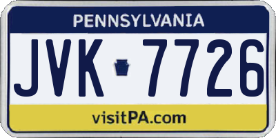 PA license plate JVK7726