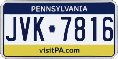 PA license plate JVK7816