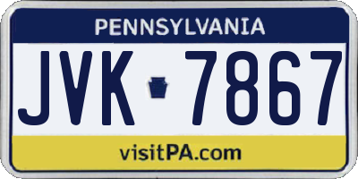 PA license plate JVK7867