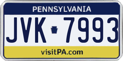 PA license plate JVK7993