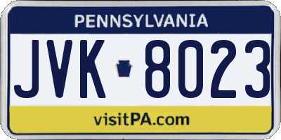 PA license plate JVK8023