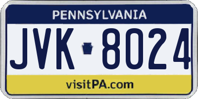 PA license plate JVK8024