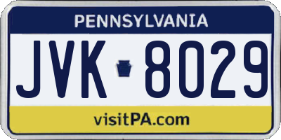 PA license plate JVK8029