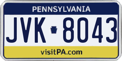 PA license plate JVK8043