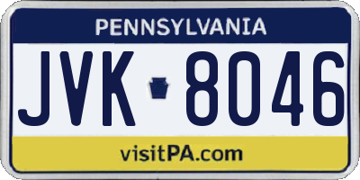 PA license plate JVK8046