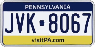 PA license plate JVK8067
