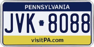 PA license plate JVK8088