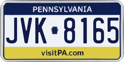 PA license plate JVK8165