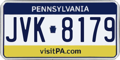 PA license plate JVK8179