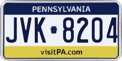 PA license plate JVK8204