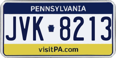 PA license plate JVK8213
