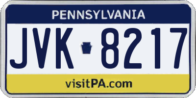 PA license plate JVK8217