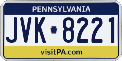 PA license plate JVK8221
