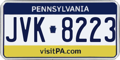 PA license plate JVK8223