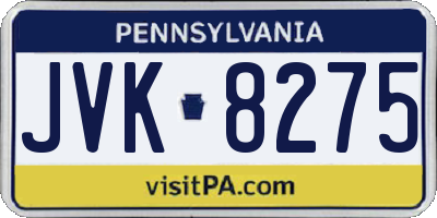 PA license plate JVK8275