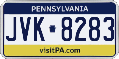 PA license plate JVK8283