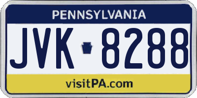 PA license plate JVK8288