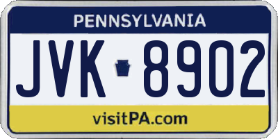 PA license plate JVK8902