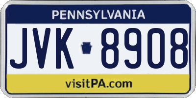 PA license plate JVK8908
