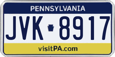 PA license plate JVK8917