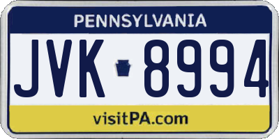 PA license plate JVK8994