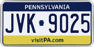 PA license plate JVK9025