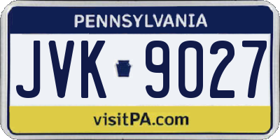PA license plate JVK9027