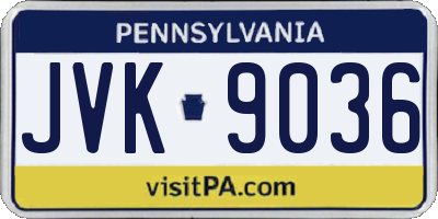 PA license plate JVK9036